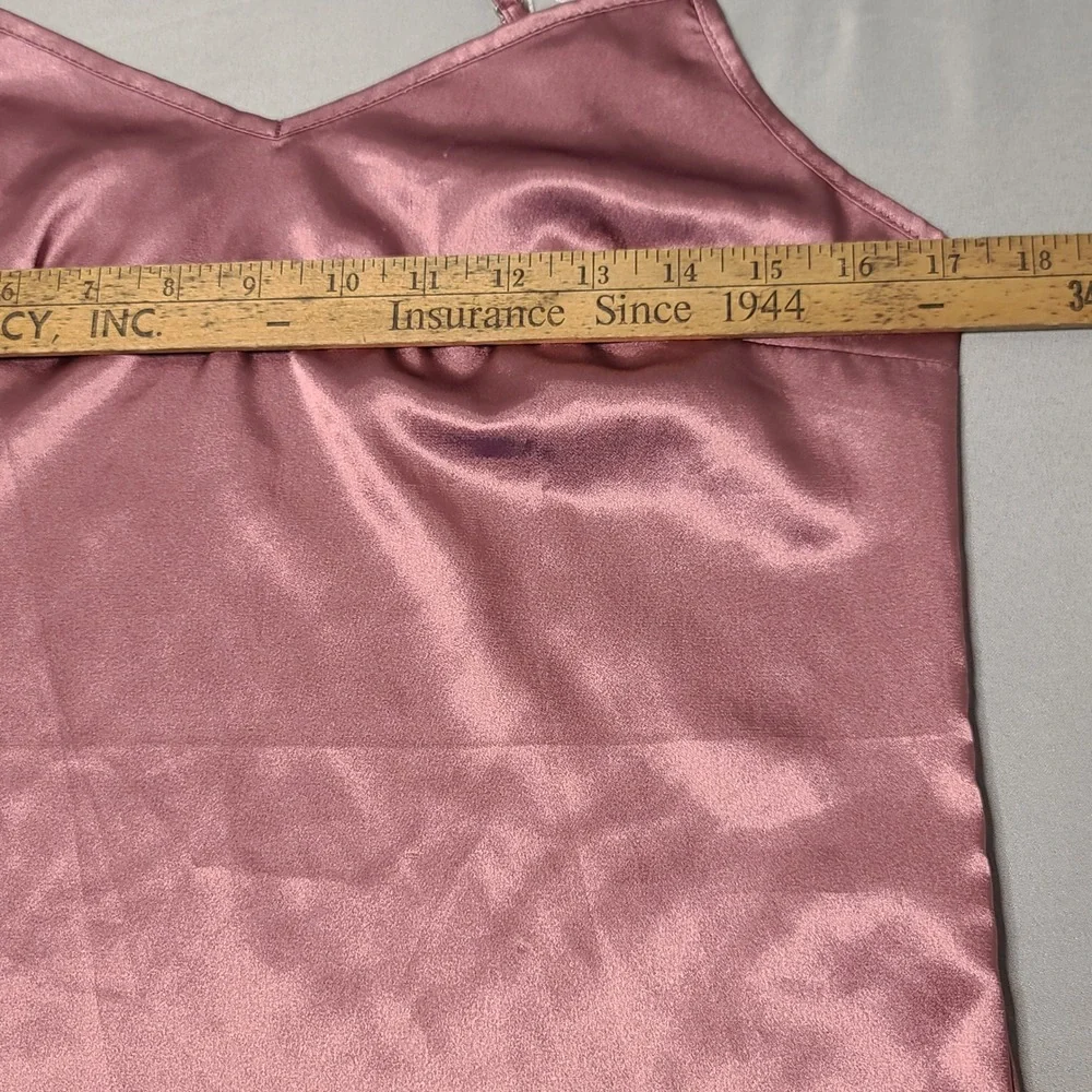 Avidlove Nightgown Womens Small Pink Satin Adjustable Strap V-Neck Chemise‎ Slip